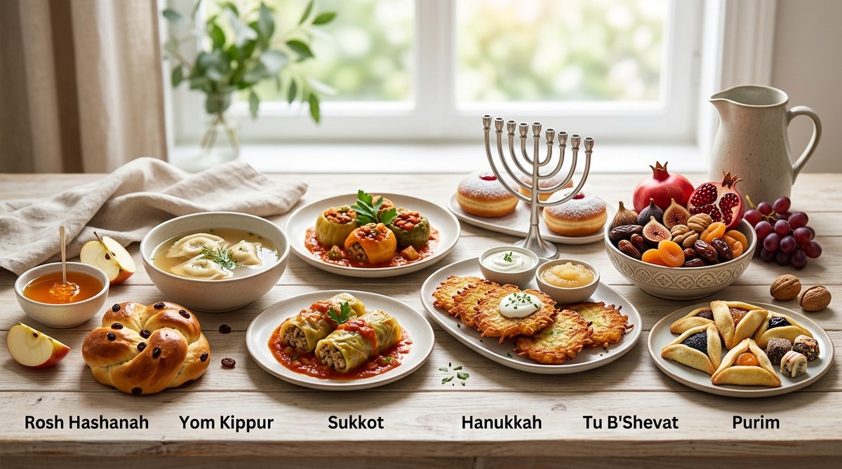 Jewish Holiday Foods Throughout the Year: A Culinary Calendar from Rosh Hashanah to Purim